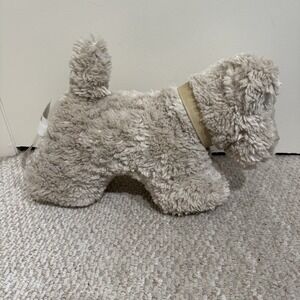 Pottery Barn Faux Fur Doodle Dog Pillow Neutral Collar New with Tags